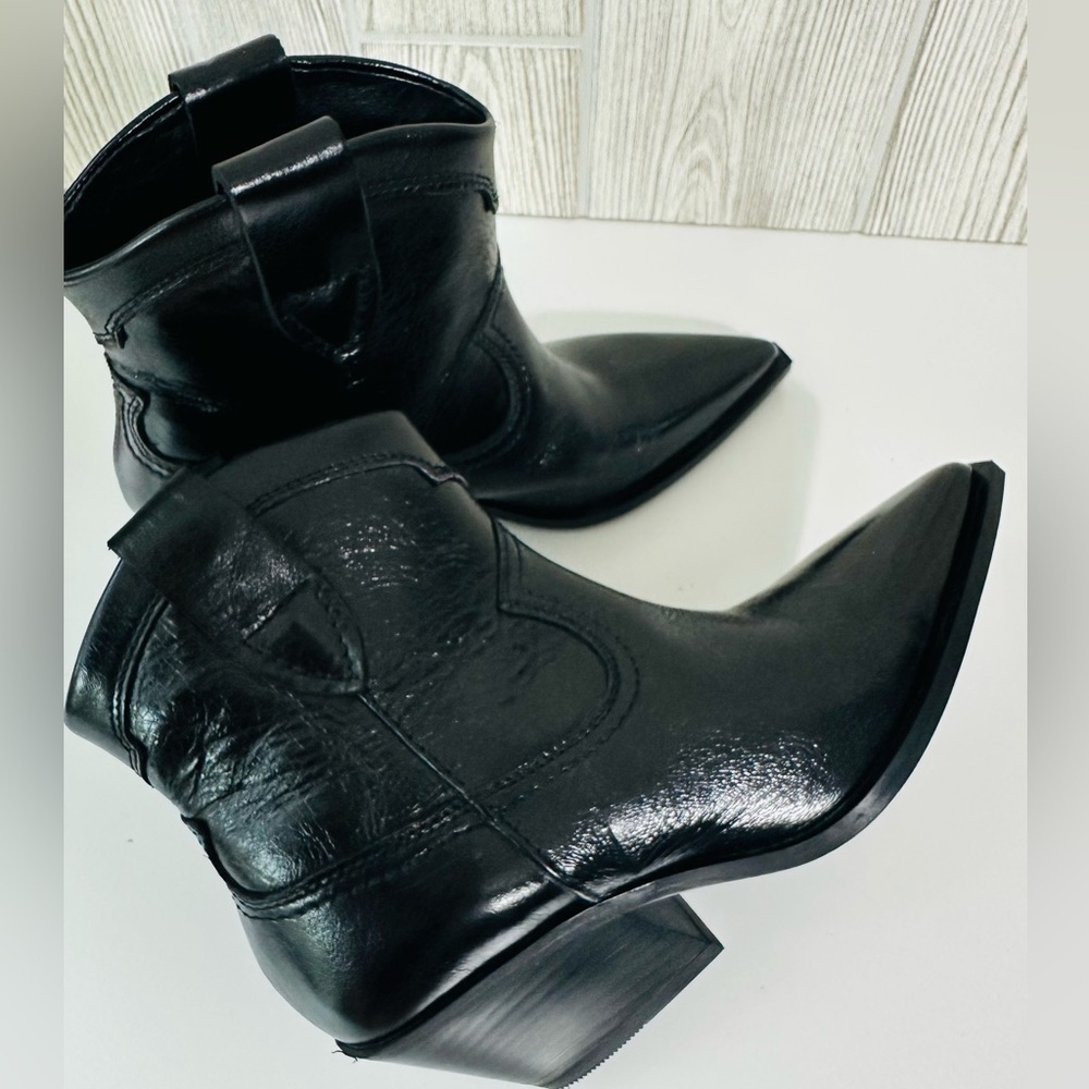 NEW! MASSIMO DUTTI Western Cowboy Boots Ankle Size 35 Black - Picture 3 of 14